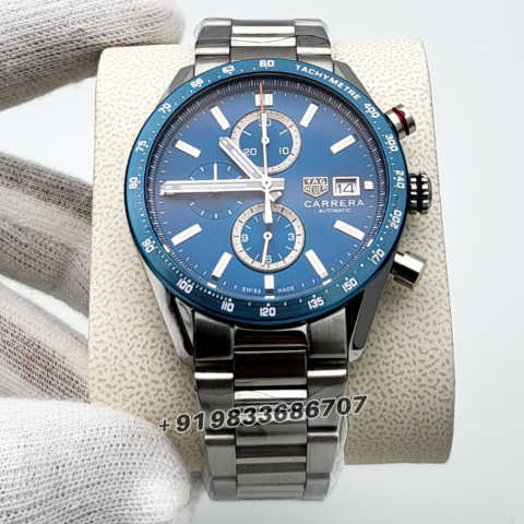 Tag Heuer Carrera Chronograph Blue Dial Stainless Steel High Quality Watch