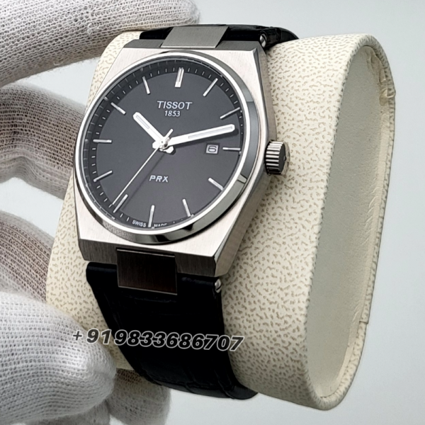 Tissot 1853 T-Classic PRX Black Dial 40mm Leather Strap High Quality First Copy Watch