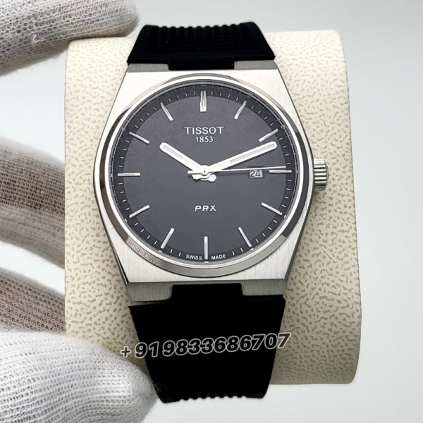 Tissot 1853 T-Classic PRX Black Dial 40mm Rubber Strap High Quality First Copy Watch