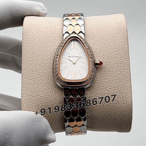 Bvlgari Serpenti Seduttori Rose Gold and Stainless Steel Diamond Set White Dial High Quality Women’s Watch (1)