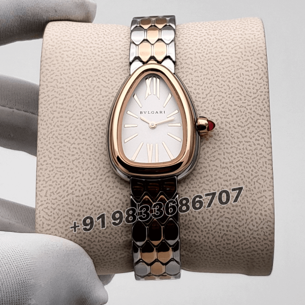 Bvlgari Serpenti Seduttori Rose Gold and Stainless Steel White Dial (4)