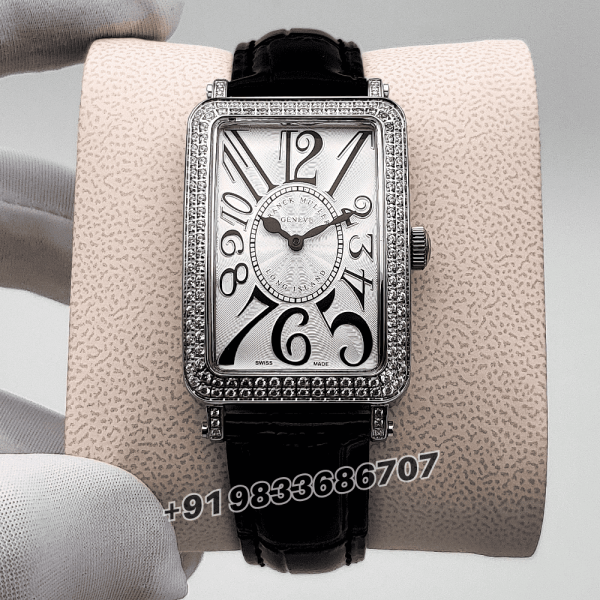 Franck Muller Long Island Stainless Steel Black Leather Strap High Quality Women’s Watch (1)