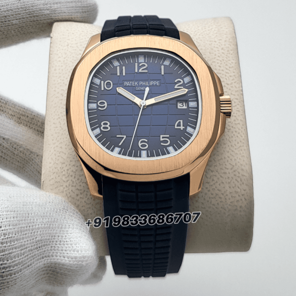 Patek-Philippe-Aquanaut-Rose-Gold-Blue-Dial-Super-High-Quality-Swiss-Automatic-Watch