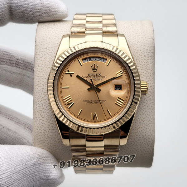 Rolex Day–Date Roman Full Gold Golden Dial Super High Quality Swiss Automatic Watch