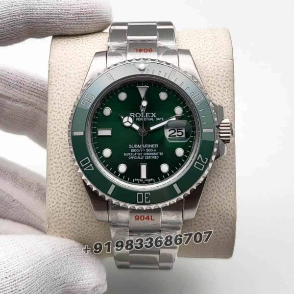 Rolex Submariner Full Silver Green Dial Super High Quality Swiss Automatic Watch