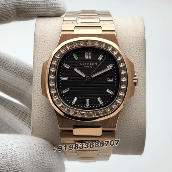 Patek Philippe Nautilus Rose Gold White Emerald Super High Quality Swiss Automatic Watch